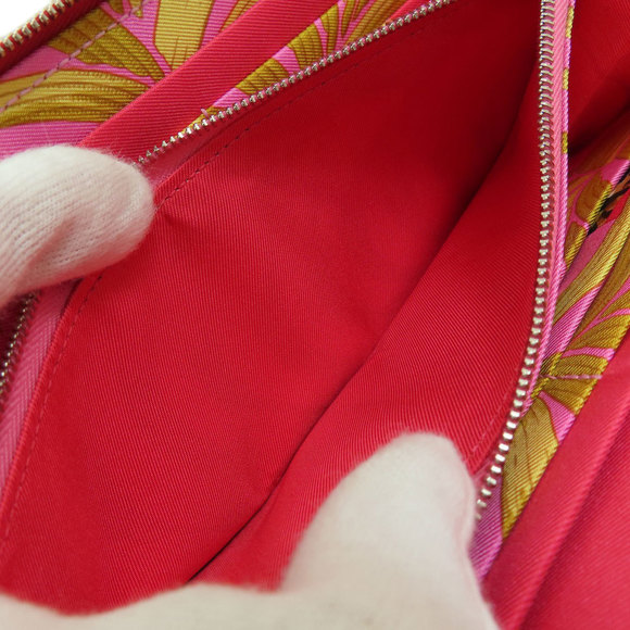 Hermes Azap Silk Red Silver Metal Fittings Long Wallet Coin Purse - Picture 5 of 9